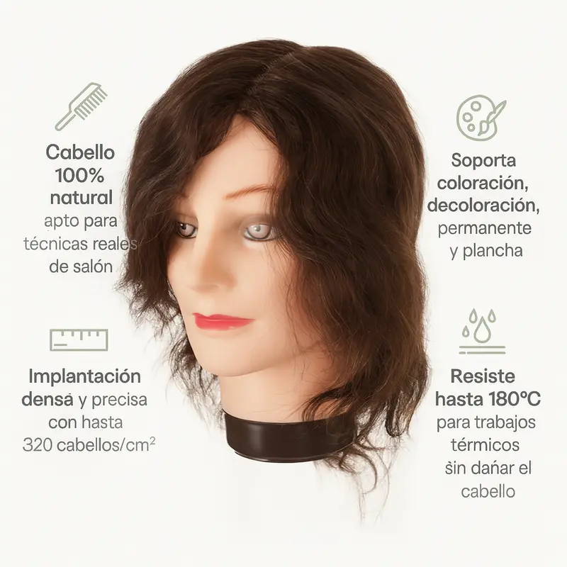 Cabeza Maniqui Pelo Natural