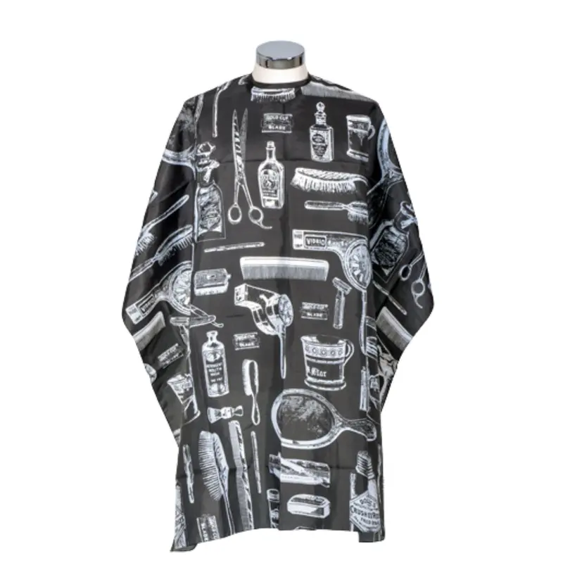 Capa de corte negra Stom cierre corchetes 117x138 cm
