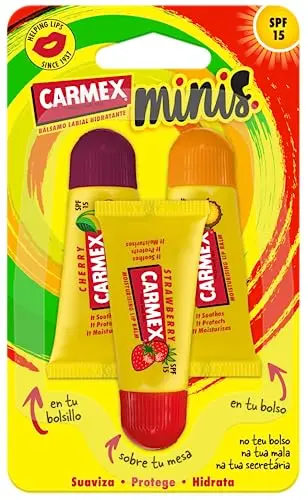 Carmex Minis Bálsamos Labiales Hidratantes SPF15 - Pack 3 Unidades