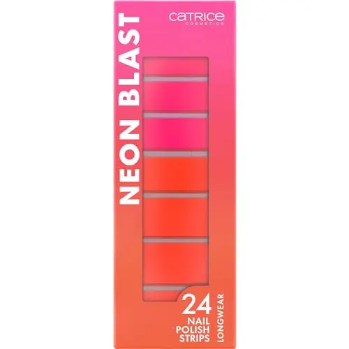 Catrice Neon Blast Láminas de Uñas Autoadhesivas - 24 Piezas Rosa y Coral Neón