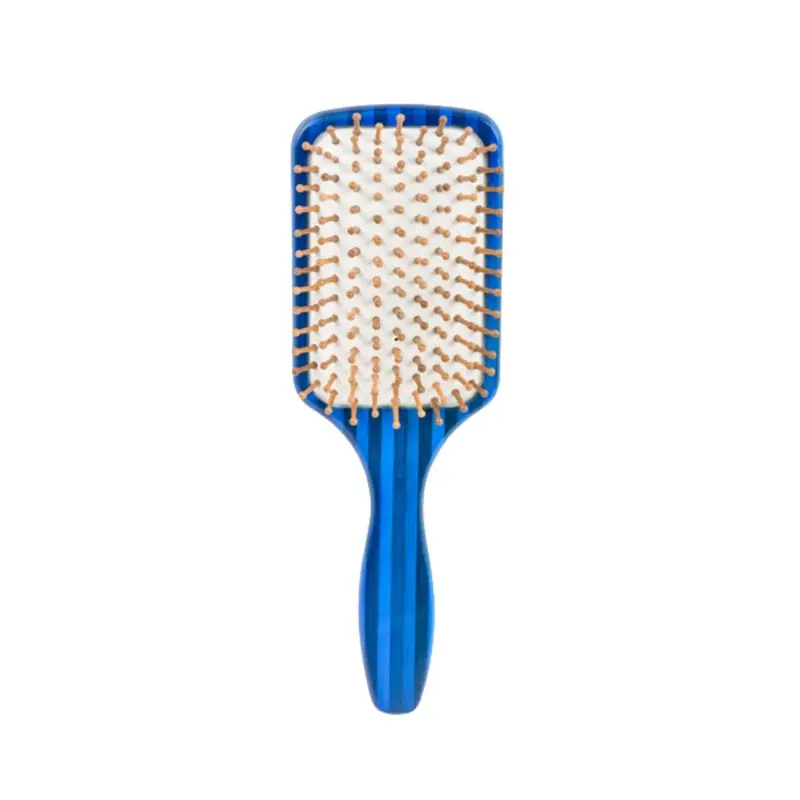 Cepillo Raqueta mango madera color azul y púa con bola