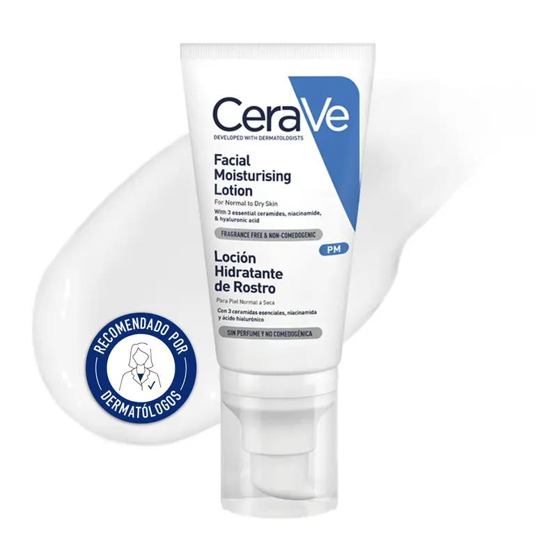 CeraVe Loción Hidratante PM Rostro 52ml - Piel Normal a Seca