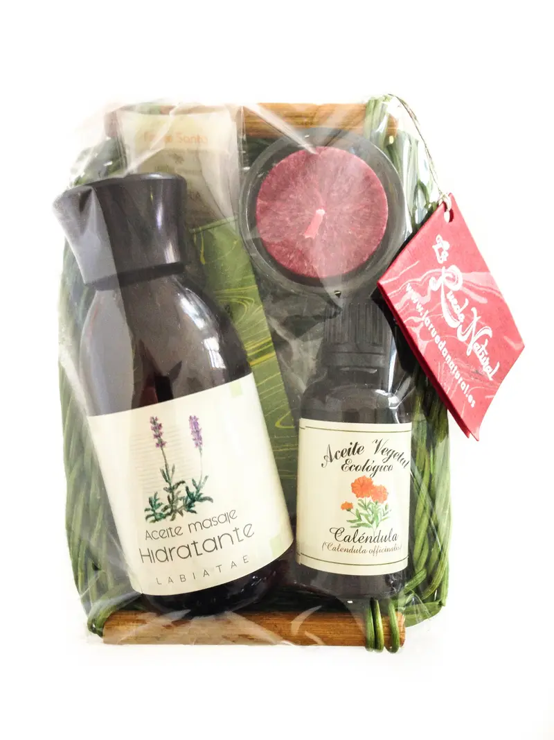 Cesta Regalo Cosmética Ecológica Canvela - Aceite Caléndula e Hidratante