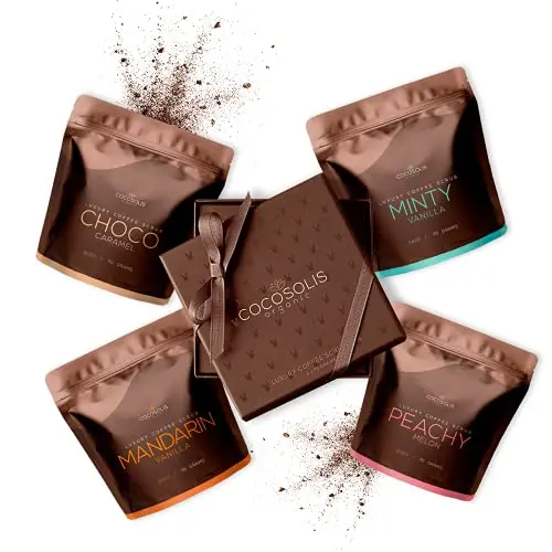 COCOSOLIS Set Exfoliantes de Café - 3 Corporales + 1 Facial con Aceites Esenciales