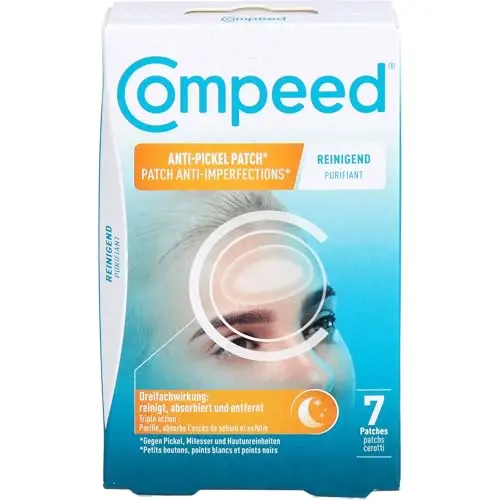 COMPEED Parche Anti-Granos Nocturno - Tratamiento Acné con Tecnología Hidrocoloide, 7 Unidades