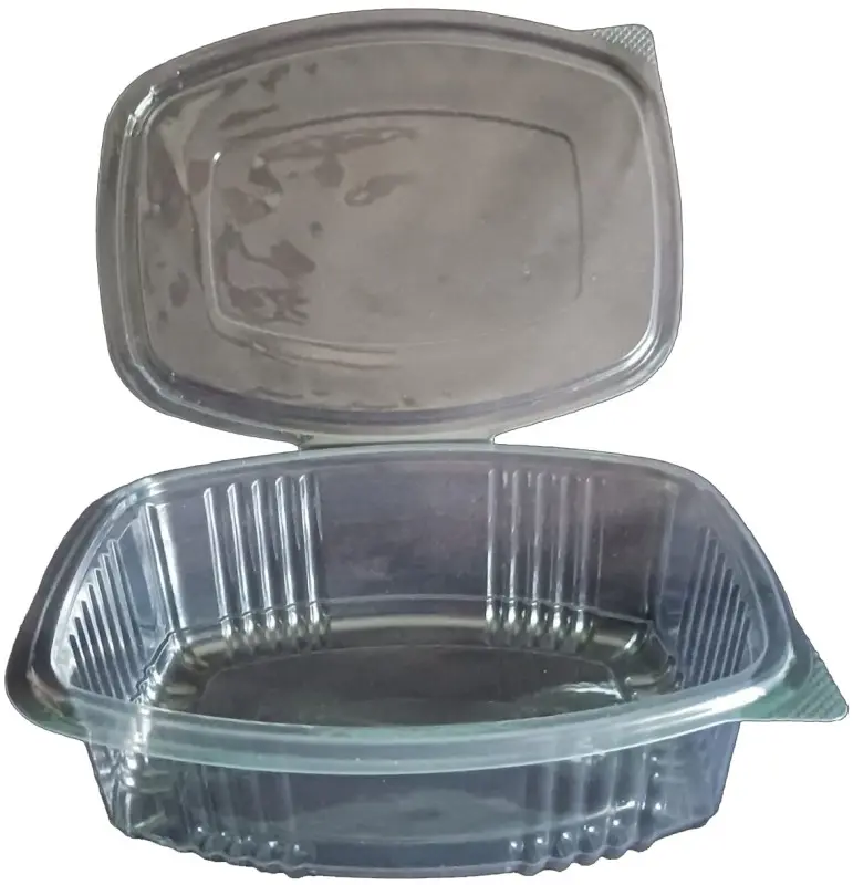 Cosamo Tarrina Ovalada de Plástico OPS con Tapa Bisagra 1 L 50 uds