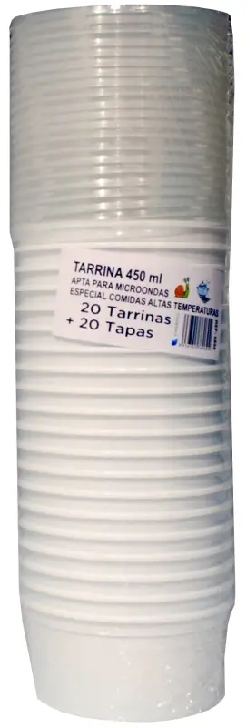 Cosamo Tarrina Redonda Blanca 450 ml con Tapa 20U