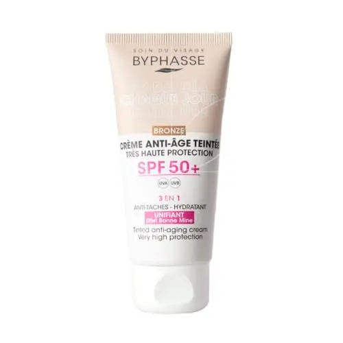 Crema Facial SPF 50+ Byphasse Antiedad con Color Bronze 50 ml
