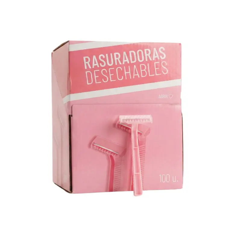 Cuchilla de rasurar desechable 1 hoja caja 100 unidades color rosa