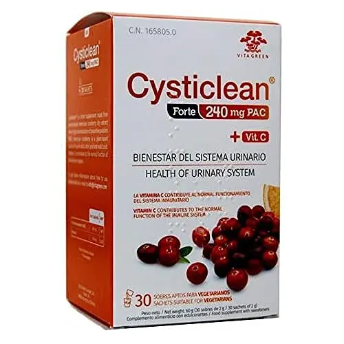 Cysticlean Forte 240mg - 30 Sobres con PAC, Vitamina C y Arándano Rojo