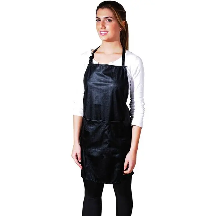 Delantal impermeable de 71x62 cm negro con bolsillo