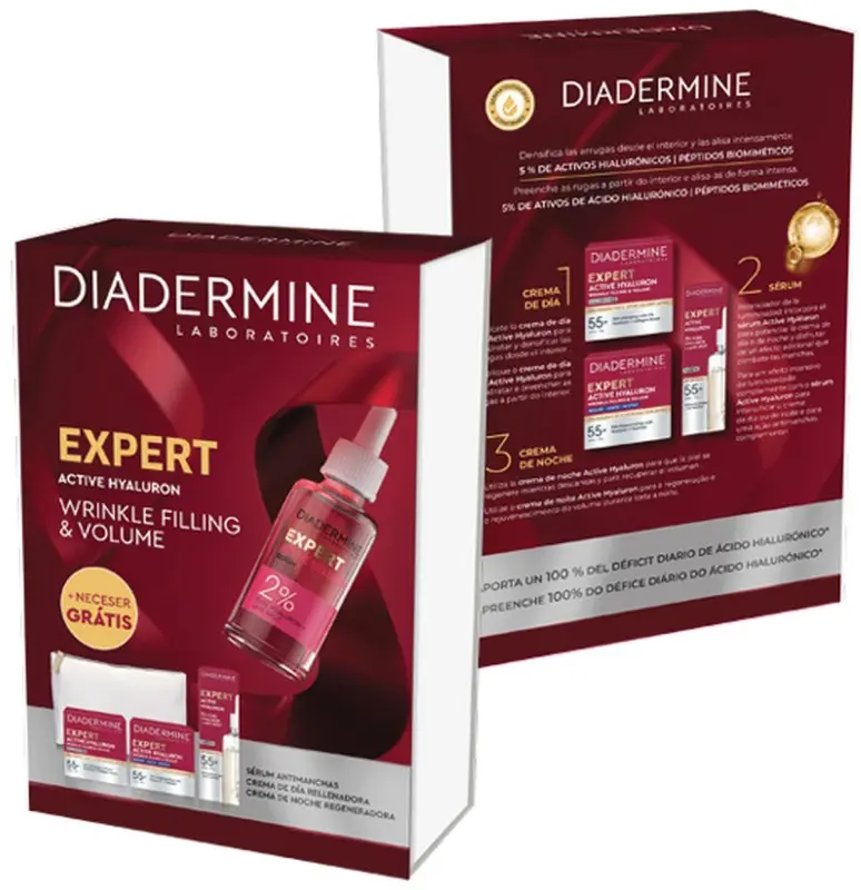Diadermine Expert Active Hyaluron Pack Tratamiento Anti-Edad 3 piezas