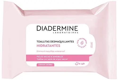Diadermine Toallitas Desmaquillantes Hidratantes - 25 unidades para pieles secas y sensibles