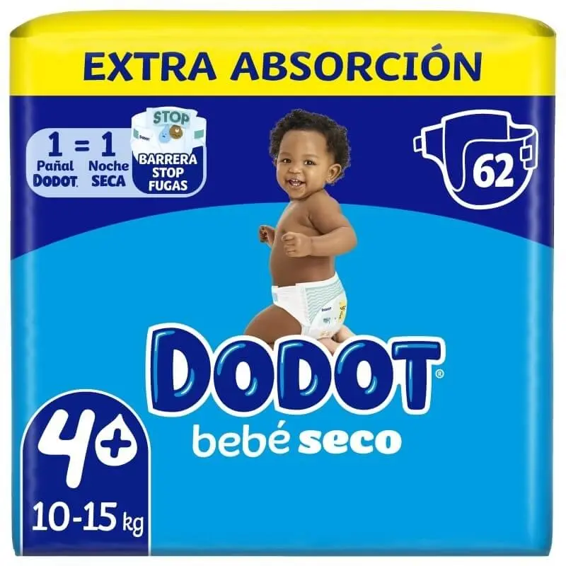 Dodot Pañales Bebé Seco Talla 4+ 62U