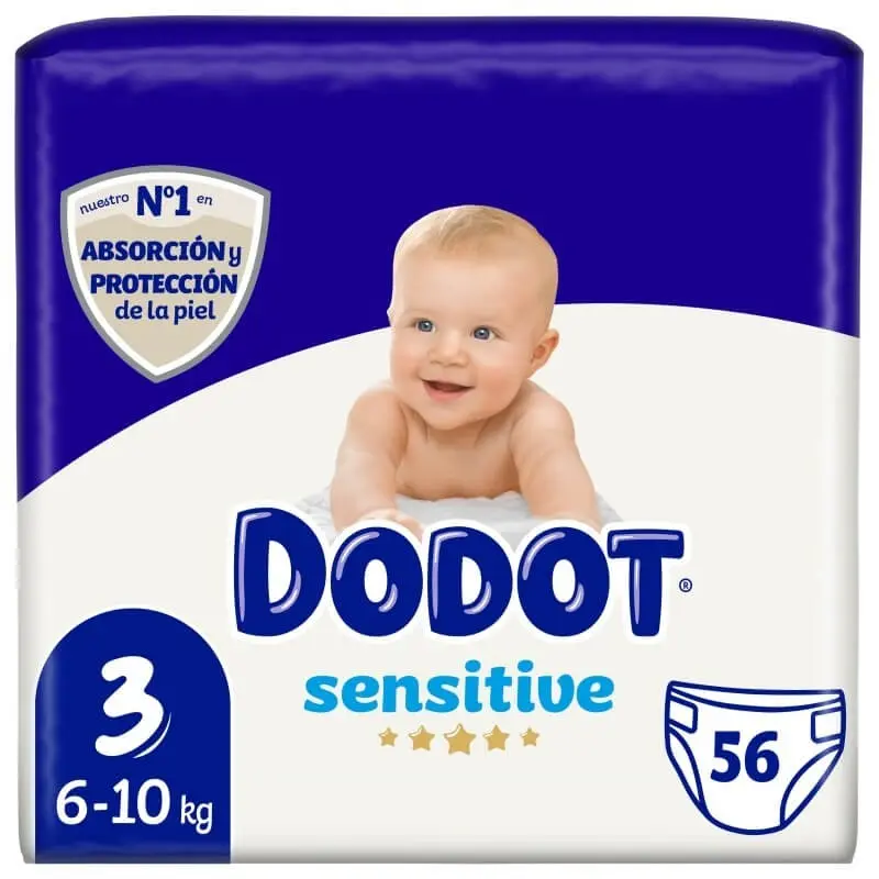 Dodot Sensitive Pañales Talla 3 56U – Cuidado Extra para Pieles Delicadas