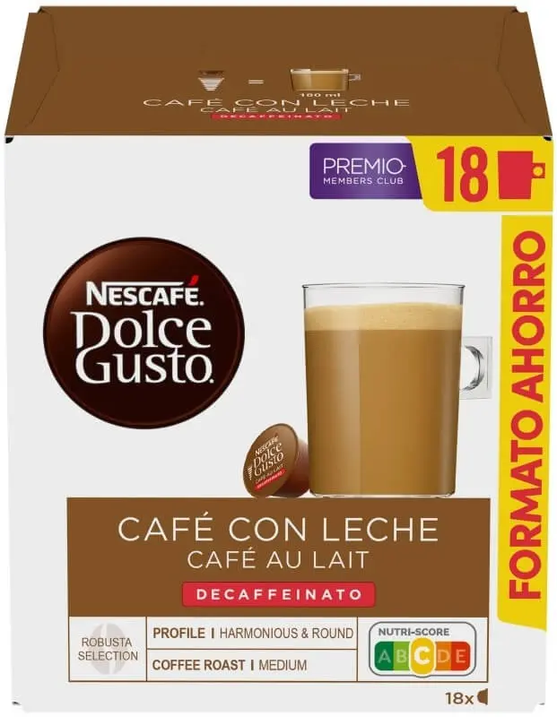 Dolce Gusto Café con Leche Descafeinado 16 Cápsulas