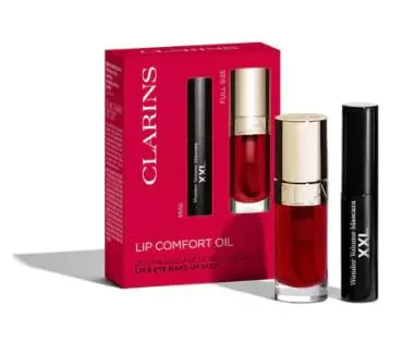 Dúo Clarins Lip Comfort Oil 03 Cherry + Mascara Wonder Volume XXL - Set de Regalo