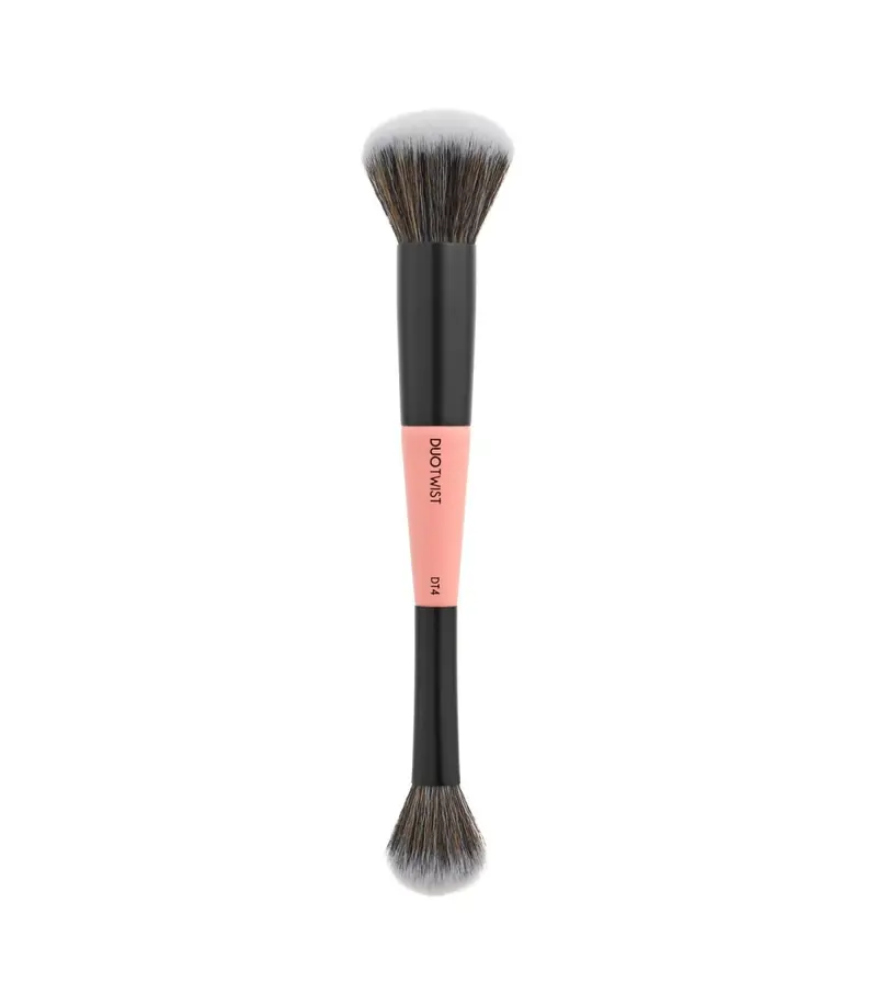 DUO TWIST DT4 - Brocha doble para colorete en crema e iluminador - MAIKO