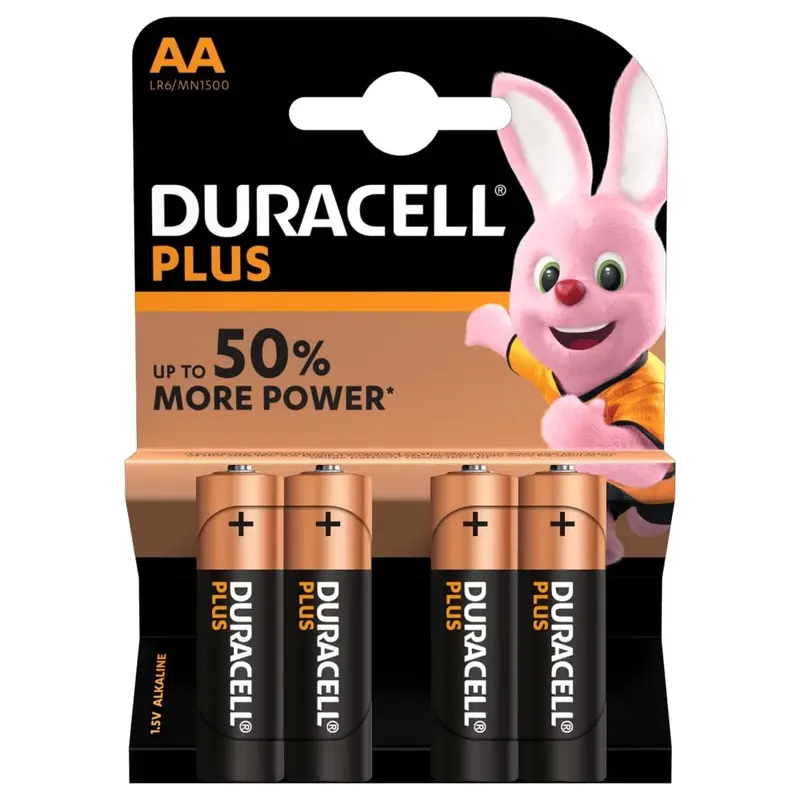 Duracell Pilas Alcalinas AA Plus Power - Pack de 4 Unidades
