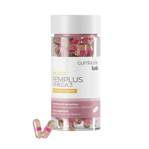 FemPlus Omega 3 - Complemento Cardiovascular con EPA, DHA y Vitamina E - 60 Cápsulas