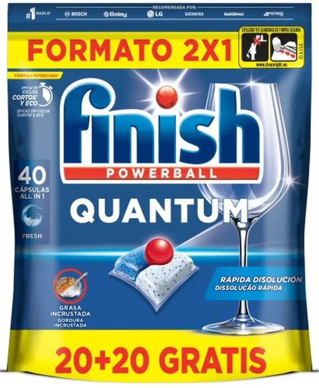 Finish Quantum Pastillas para Lavavajillas 40 Pastillas