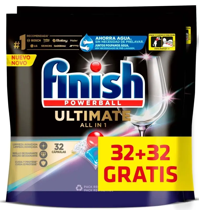 Finish Ultimate Cápsulas para Lavavajillas 64 Unidades
