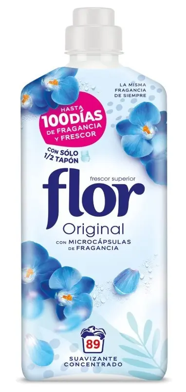 Flor Original Suavizante Concentrado 1,6L 89D – Frescor y Fragancia Hasta 100 Días