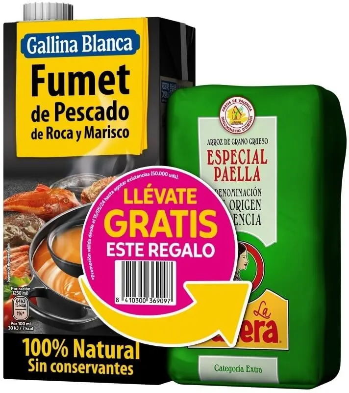 Gallina Blanca Fumet de Pescado de Roca y Marisco 1L + Regalo Arroz