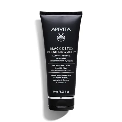 Gel Limpiador Detox Negro Apivita - Carbón Activo y Propóleo 150 ml