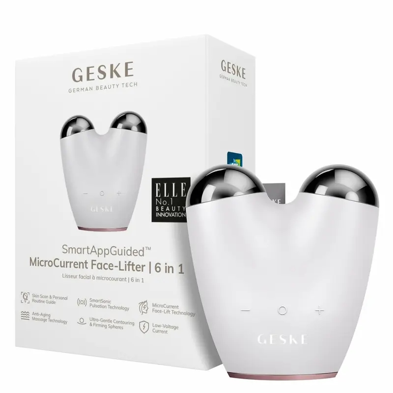 GESKE Smart App Guided Lifting Facial Microcorriente 6 en 1 Blanco