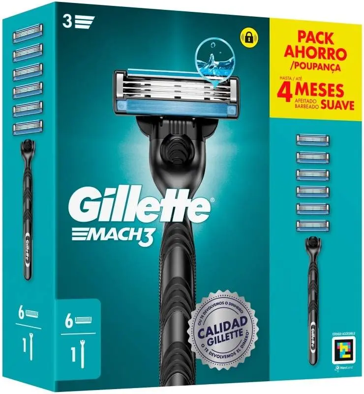 Gillette Mach3 Maquinilla de Afeitar 1 Mango y 6 Recambios
