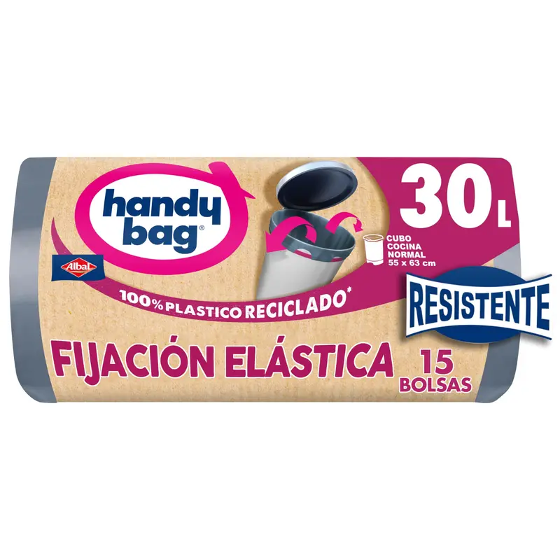 Handy Bag Bolsas de Basura Elástica 30L - 15 Bolsas Recicladas