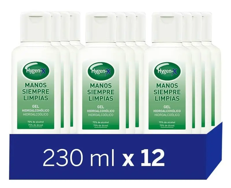 Hygen-X Gel Hidroalcohólico Desinfectante para Manos Pack 12 x 230 ml