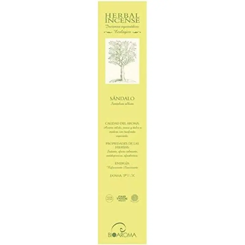 Incienso Eco Sándalo BioAroma - 12 Varillas Certificado ICEA