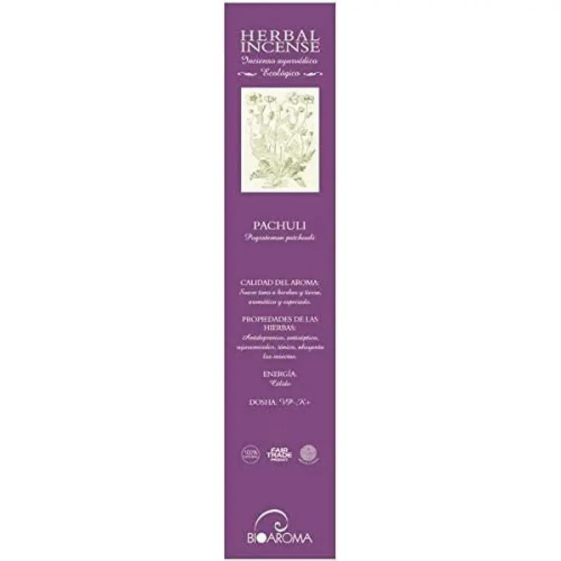 Incienso Pachuli Ecológico BioAroma - 12 Varillas Comercio Justo
