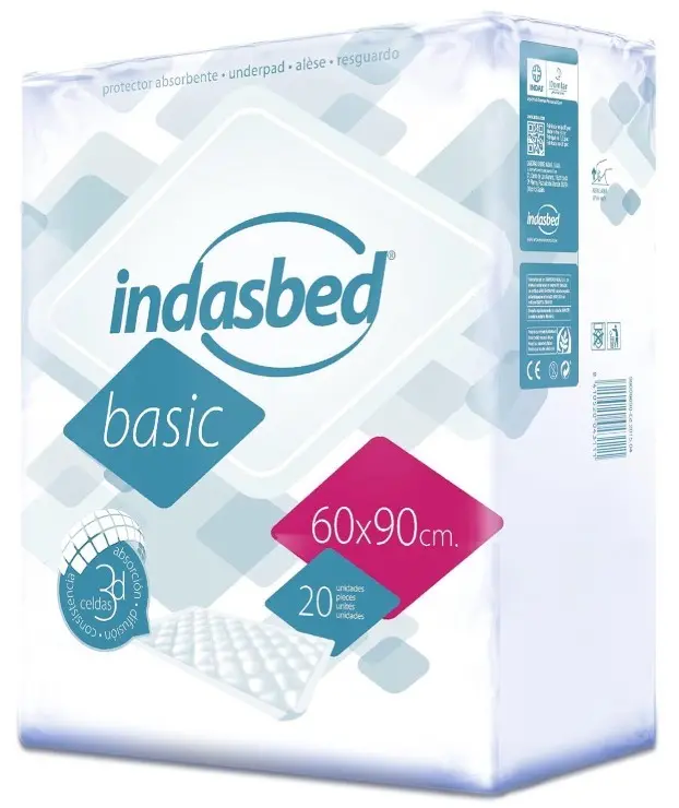 Indasbed Protectores Absorbentes Desechables Basic 60x90 cm 20U - Salvacamas con Protección Total para el Cuidado Diario
