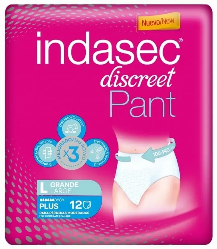 Indasec Pañales Adulto Pant Plus Grande 12 Unidades