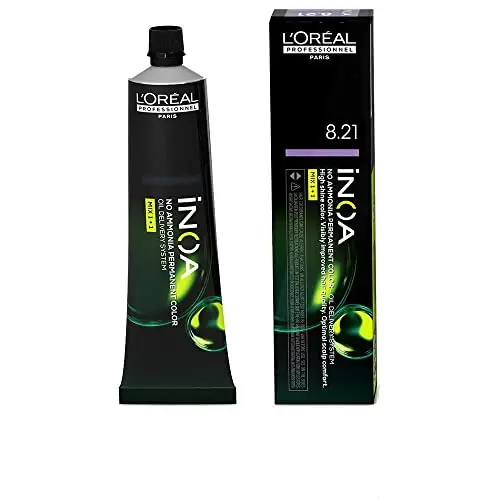 INOA Tinte Permanente Sin Amoniaco #8.21 Rubio Ceniza 60gr
