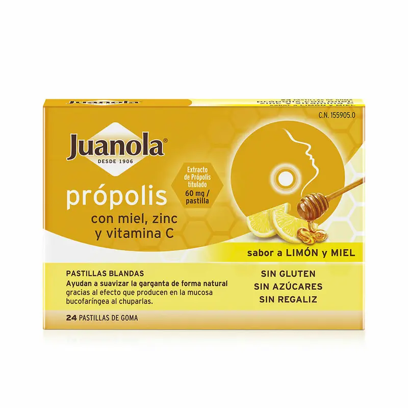 Juanola Própolis Miel y Limón - 24 Pastillas Blandas con Zinc y Vitamina C