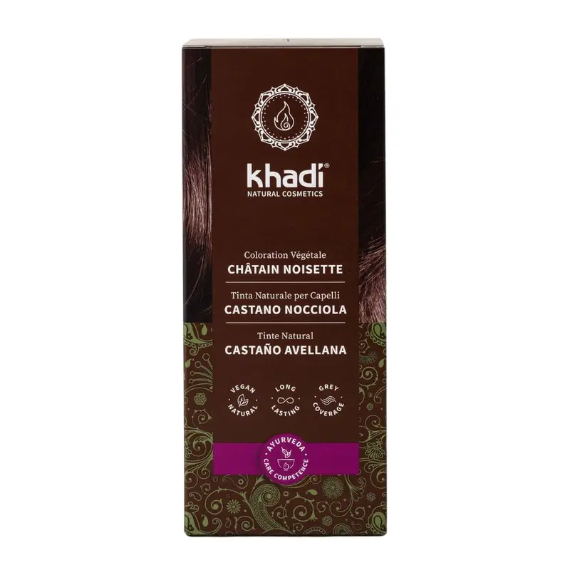 Khadi Castaño Avellana - Tinte Vegetal Natural 100% para Cabello Brillante