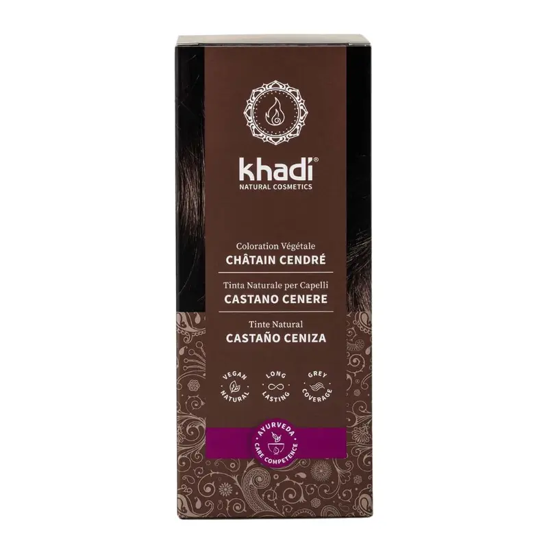Khadi Castaño Ceniza - Tinte Vegetal 100% Natural para Cabello