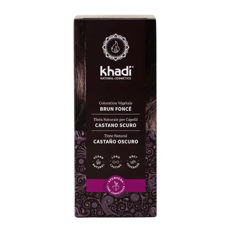 Khadi Castaño Oscuro - Tinte Vegetal 100% Natural para Cabello