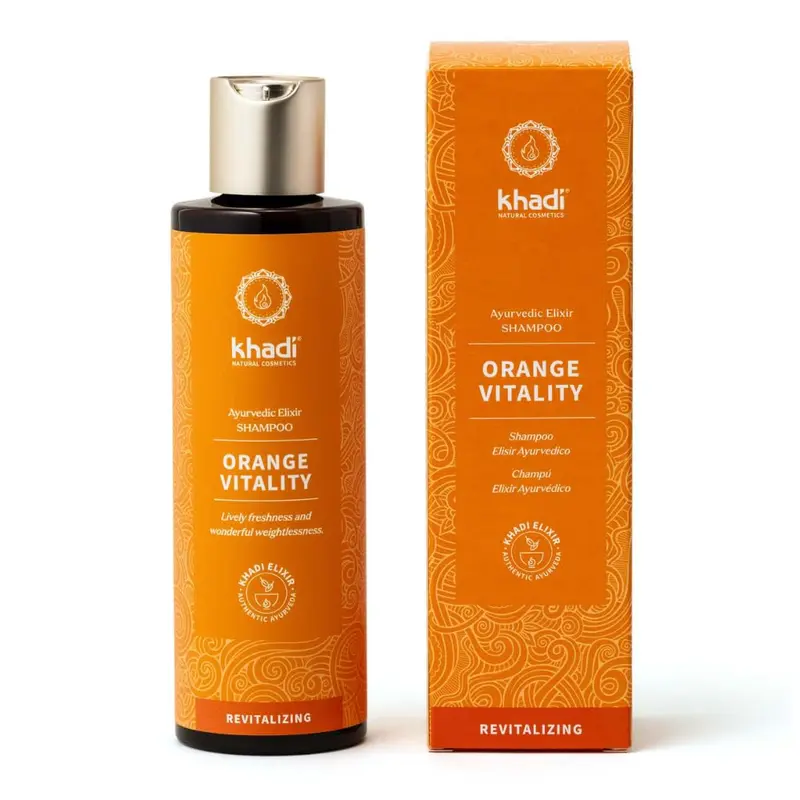 Khadi Orange Vitality Champú Ayurvédico - Vitalidad, Volumen y Rizos Definidos 200ml