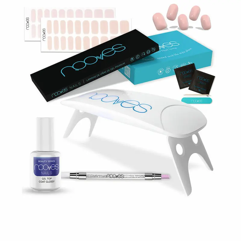 Kit Manicura Gel Premium Nooves Rose - Lámpara UV/LED 8W + 8 Láminas