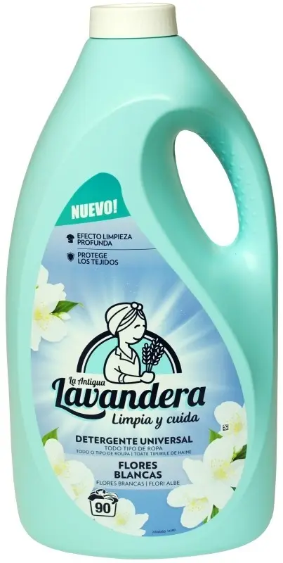 La Antigua Lavandera Detergente Líquido Flores Blancas 4,5L 90D