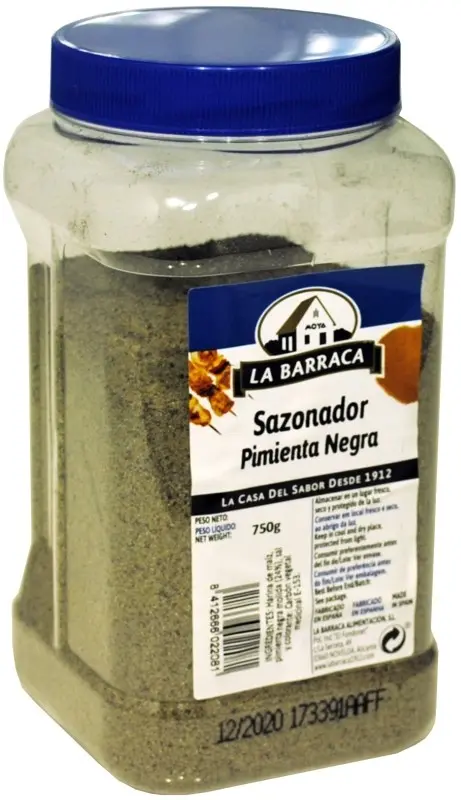 La Barraca Sazonador Pimienta Negra Molida Bote Granel 750 g