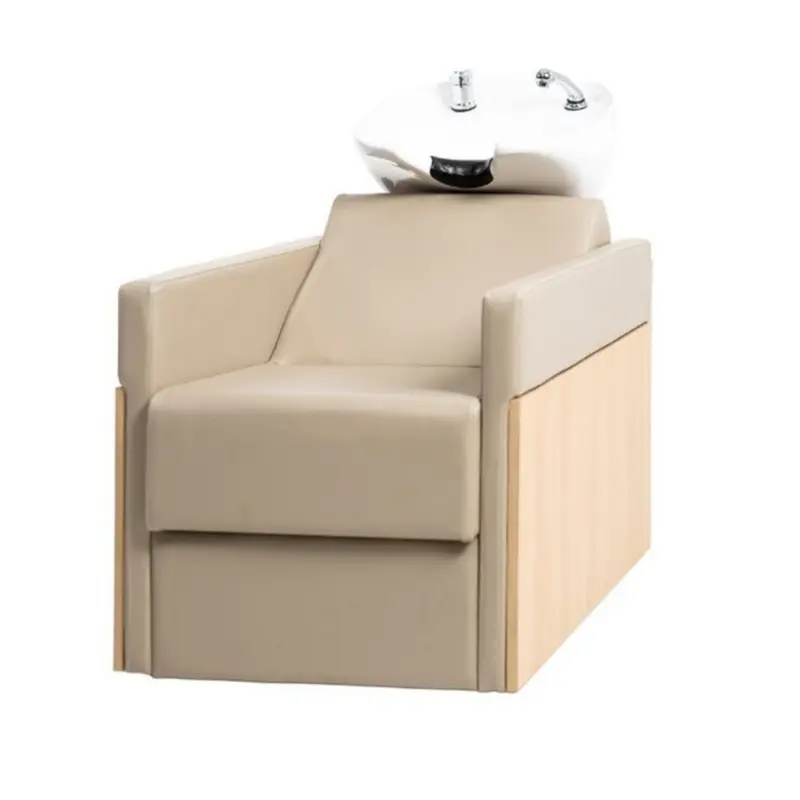 Lavacabezas Rustik beige madera y polipiel