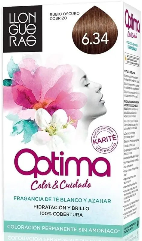 Llongueras Optima Tinte de Pelo Color Rubio Oscuro Cobrizo 6.34
