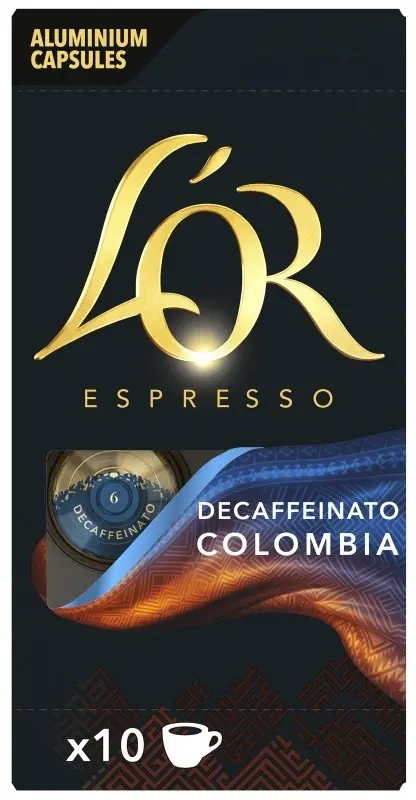 Lor Cafe Expresso Decaffeinato Colombia 10 Cápsulas - ideal para disfrutar en cualquier momento del día