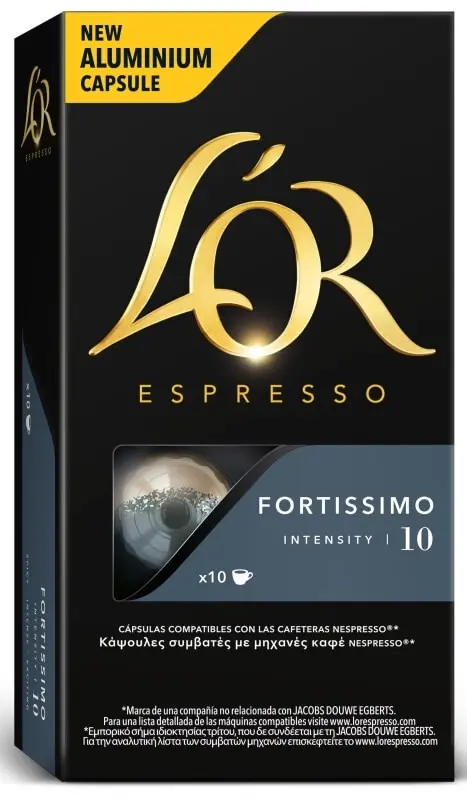 L'Or Espresso Fortissimo Cápsulas de Café x10 - Intensidad Extrema para Verdaderos Amantes del Espresso